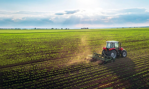 Tractor in field